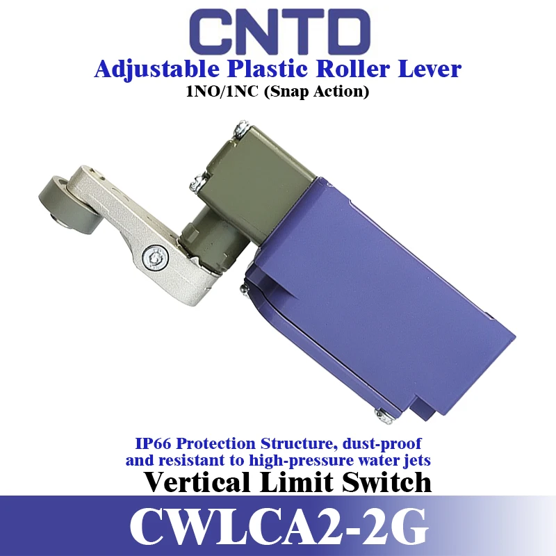 CNTD CWLCA2-2G Adjustable Roller Lever Limit Switch IP66 1NO1NC Double Circuit Aluminum Housing Industrial Position Safety