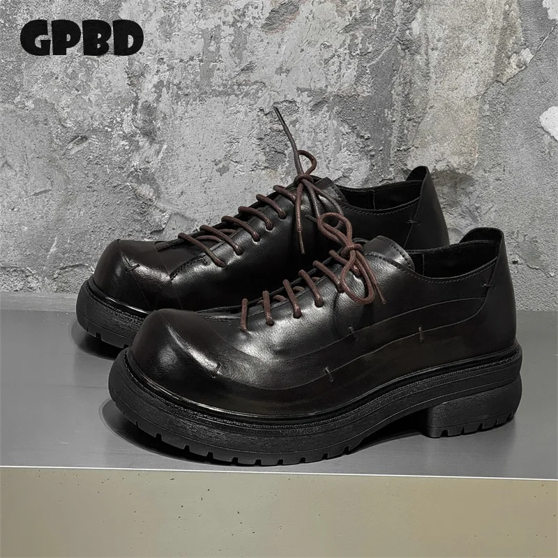 

GPBD Fashion Casual Stylish Versatile Derby Shoes for Men - 2025 Autumn New Design - Small-Sized Thick-Topped Trendy Style