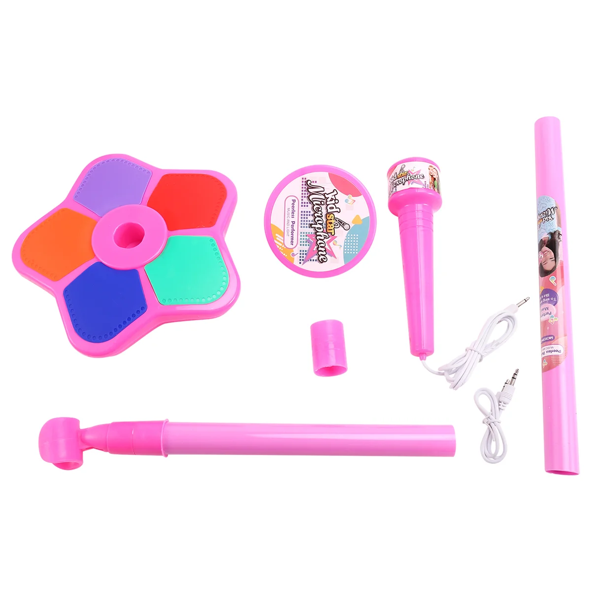 

AB31 Kids Microphone with Light Stand Toy,Height-Adjustable Microphone,Brain-Training Educational Toys Birthday Gift Pink