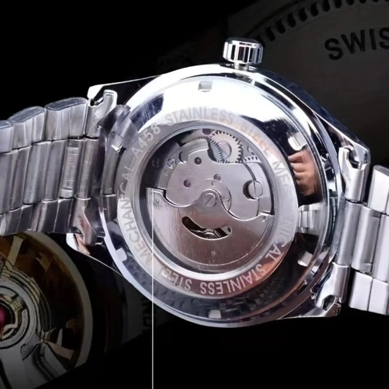 Fully Automatic Mechanical Men's Watch, Steel Band Waterproof Calendar Watch, Round Dial with Digital Markers, Dual-Purpose Business and Sports Wristwatch, Men's Mechanical Watch, a Popular Cross-Border Model, Suitable for Both Gifting and Personal Use