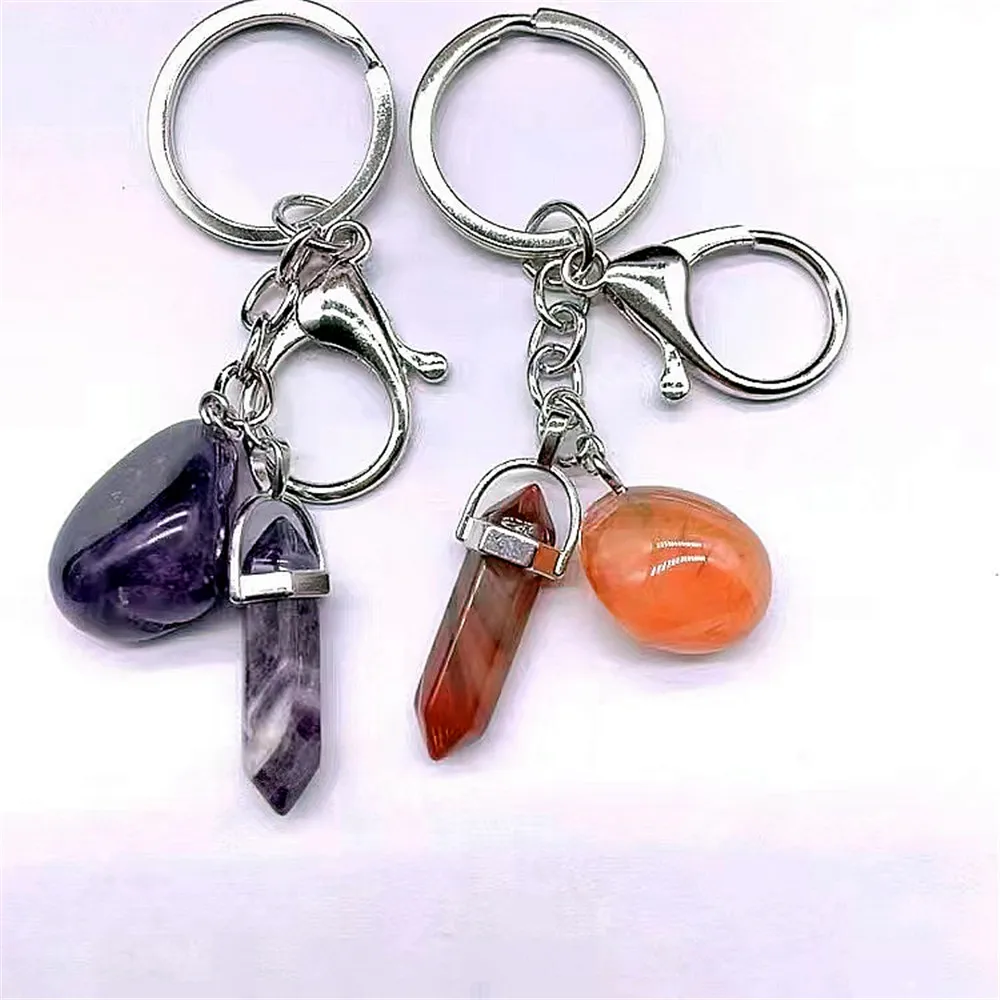 Wholesale Crafts Key Gemstone Stainless Steel Crystal Tower Shape Keychain