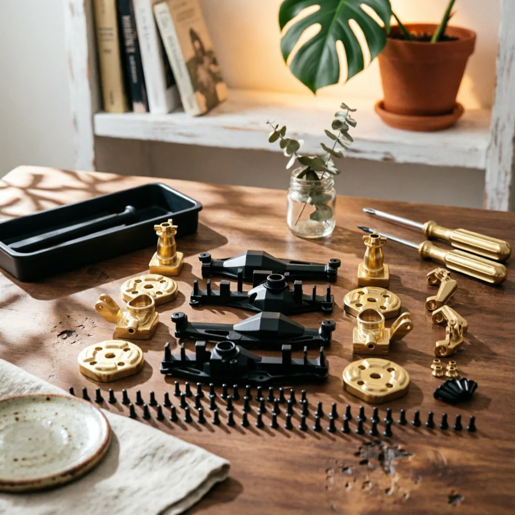 Axle Housing Kit Better Climbing Performance RC Car Parts with Brass Counterweights Diff Cover Anodized Axle Mount Sandblasted