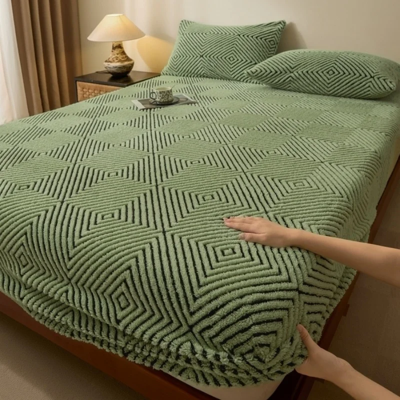 

1 шт., теплая простыня, флисовый жаккардовый матрас с геометрическим рисунком, защитный чехол, тафта, покрывала для односпальной и двойной, Прямая доставка