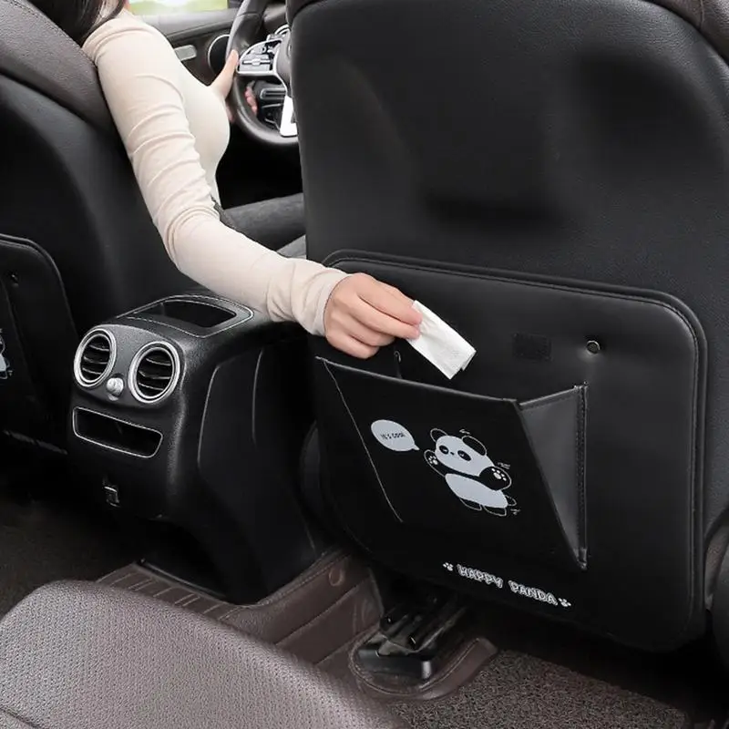 

Kick Mats With Organizer Cartoon Panda Car Seat Back Protectors Waterproof Car Seat Back Organizers Cover For Vehicles