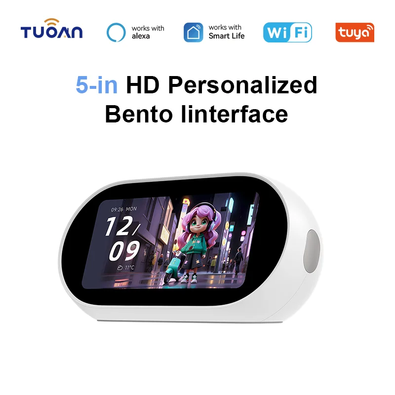 TUAON 5 Inch Multi-Protocol Hub Smart Home Control Panel With Built In Zigbee Gateway Hub Desk Stand Panel TPL05 Home Smart