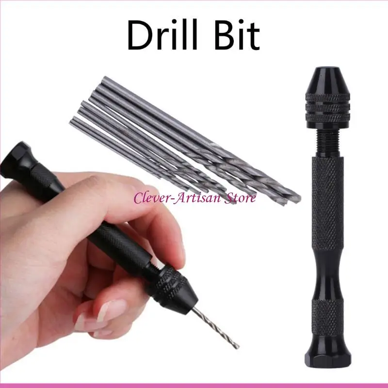 E06B Hot Micro Aluminum Hand Drill Keyless Chuck + 10pcs Twist Drills เครื่องมือโรตารี่