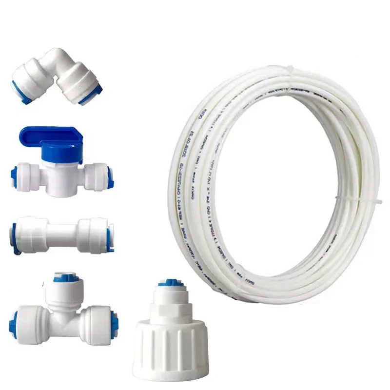 10M 1/4 inch RO Water Tubing Hose Pipe for RO Water purifiers System+quick connector for Garden Water Filter System Pipe Fitting
