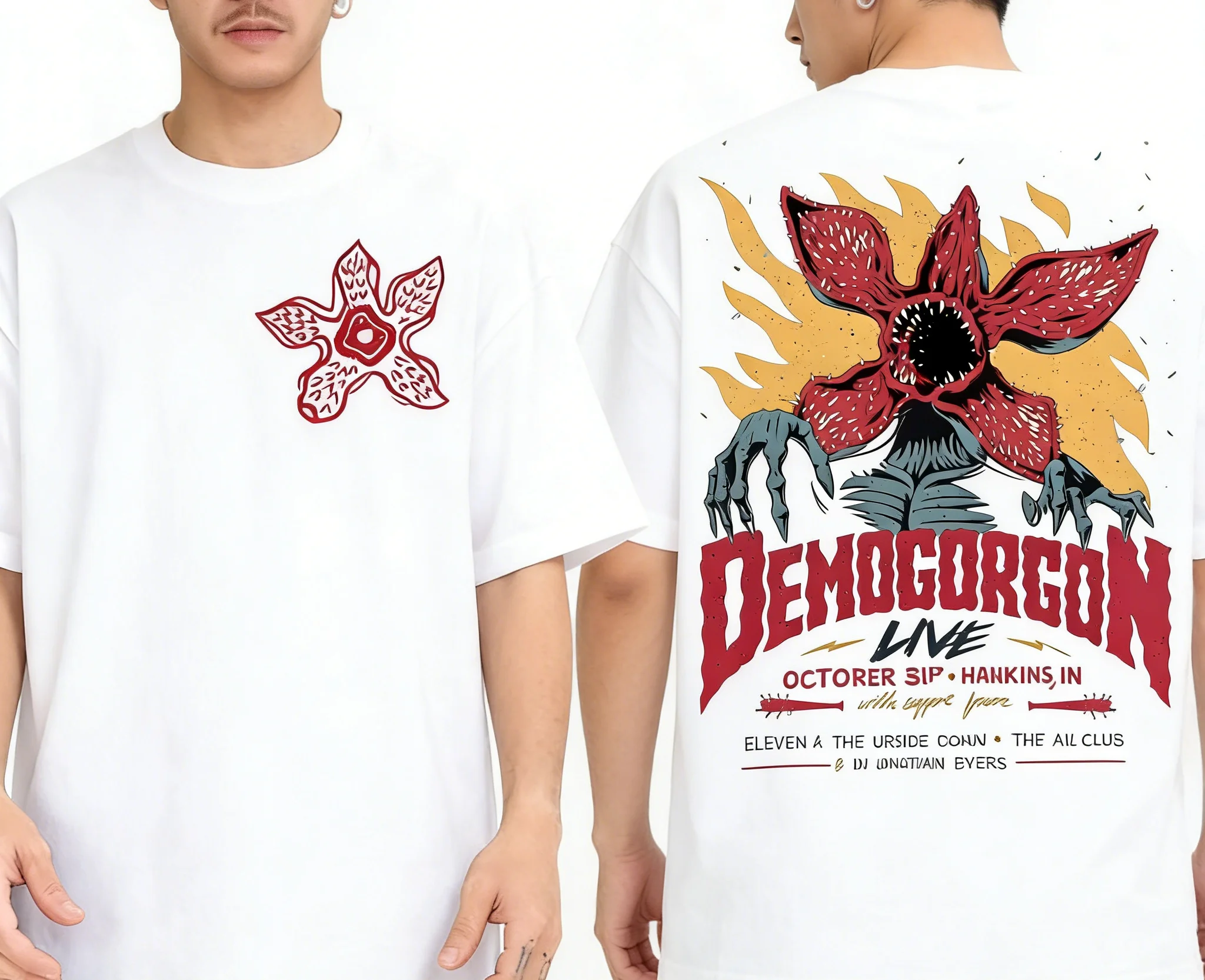 

Футболка унисекс с узором «Демогоргон» из 100% чистого хлопка и мягкого материала, подходит для любителей кино и телевидения, предотвращающая выцветание, подарок