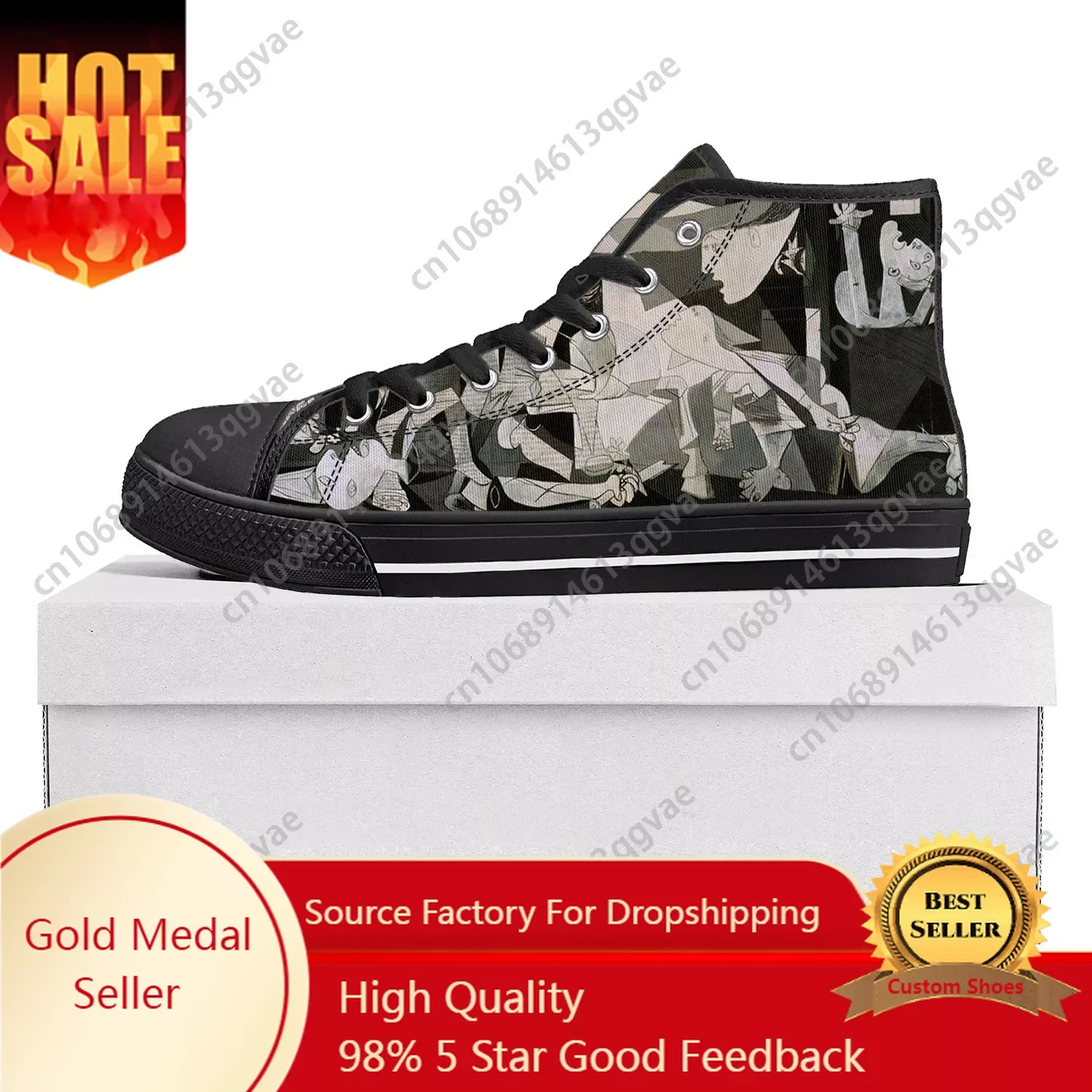 Picasso Famous Oil Paint Guernica High Top High Quality Sneakers Mens Womens Teenager Canvas Sneaker Couple Shoes Custom Shoe