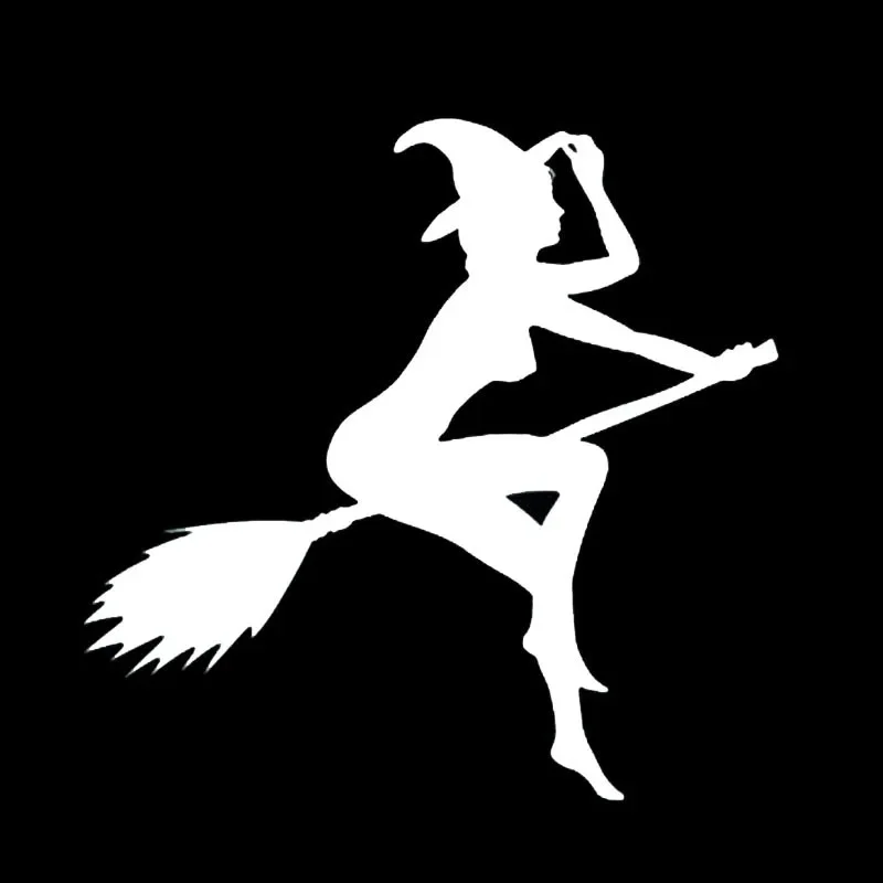 FUNNY SEXY WITCH LADY GIR Sexy Witch Lady Car Stickers Car Sticker Decals Black/Silver 12*11CM