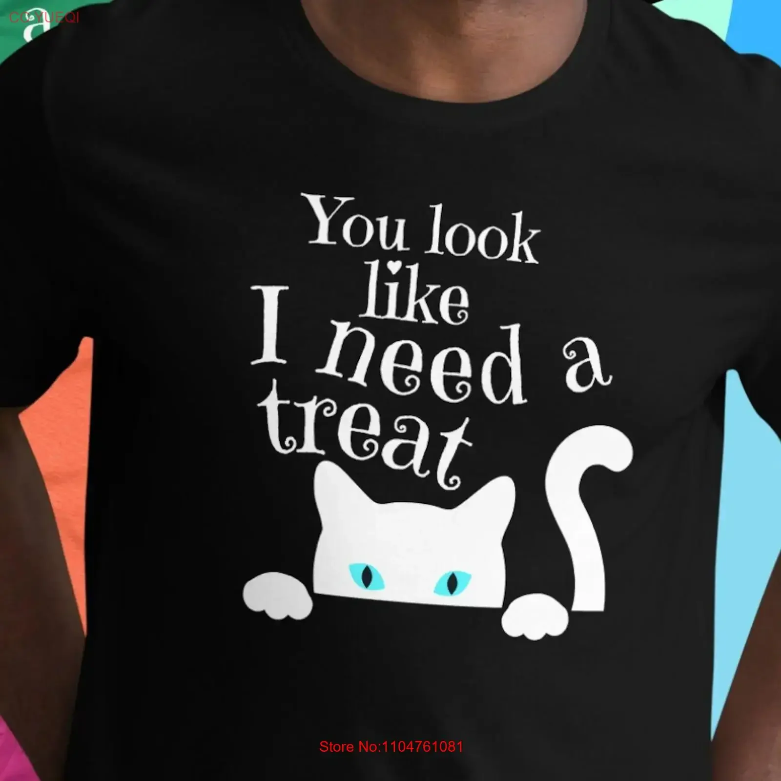 Cute cat T shirt You look like I need a treat person Funny Kitten Lady Top Crazy about cats  vintage Washed Breathable