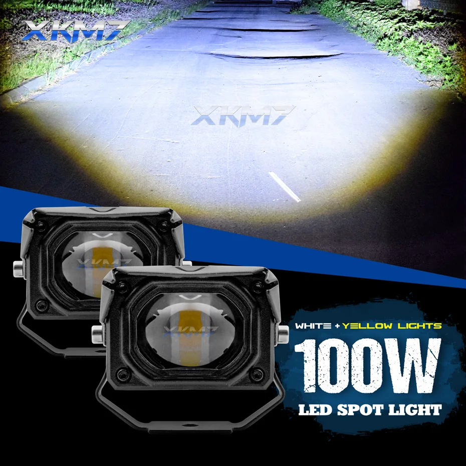 LED Spotlight Dual Colors Work Light 12V 24V LED Bar Fog Lamp Car Motorcycle Truck SUV ATV 4WD Tractor Off Road Accessories 4x4