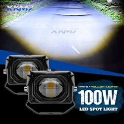 LED Spotlight Dual Colors Work Light 12V 24V LED Bar Fog Lamp Car Motorcycle Truck SUV ATV 4WD Tractor Off Road Accessories 4x4