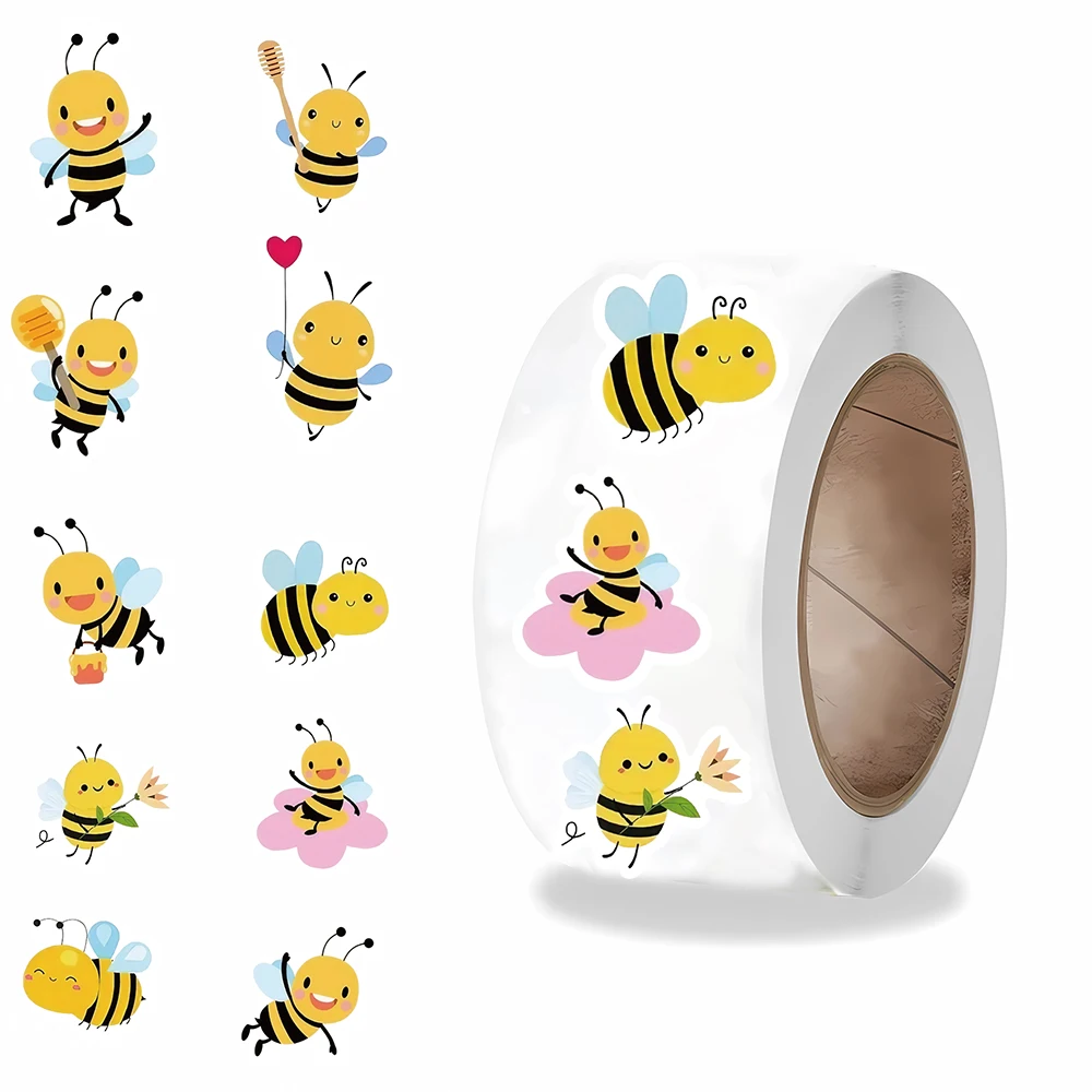500PCS Little Bee Roll Sticker Notebook Skateboard Coffee Personalize Motorcycle Creative Bicycle Landscaping Bicycle Sticker