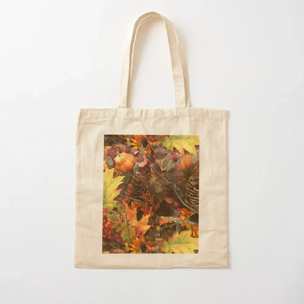 Autumn Pine Cones and Fall Leaves Tote Bag the tote bag Canvas bag for women