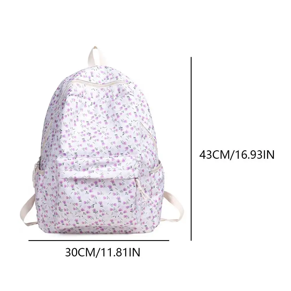 Floral School Backpack Lightweight Casual Travel Daypack Fashion Student Backpack Nylon for Teen Girls Women School Kids