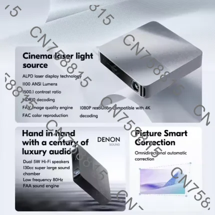 S5 ALPD Laser Projector，1080P Full HD 1100ANSI Lumens HDR  Small Portable Projector Home Theater10 2 + 16G，95%New100%New Fengmi