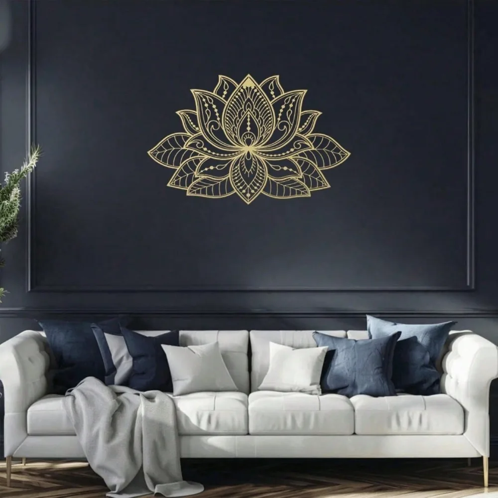Radiant Lotus Mandala Metal Wall Art, Spiritual Zen Decor for Garden Patio, Meditation Sculpture Housewarming Gift