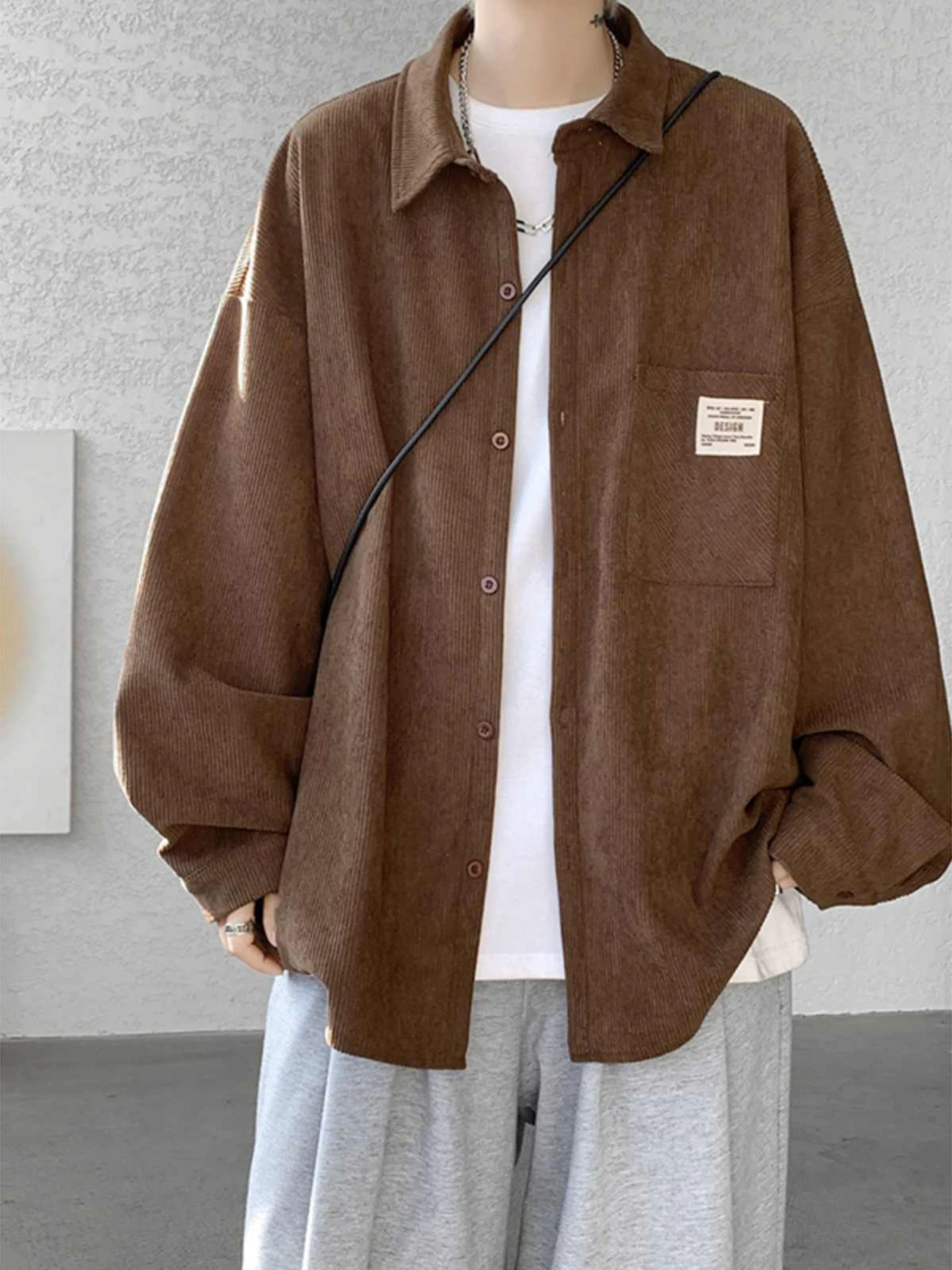 

Loose Men's Long Sleeve Shirt Spring Autumn Japanese Style Casual Design Large Size Teenager Outerwear Comfortable Cotton Pol...