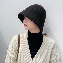 MAXSITI U 2021 Fashion Knitted Bucket Hat Cashmere Blended Hats For Women Warm Basin Cap Korean versatile  Winter Fisherman Hats