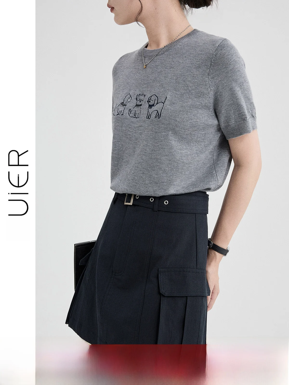 

High Waist A-Line Skirt for Women Casual Versatile Summer Retro Style Short Skirt with Side Pockets by Guier