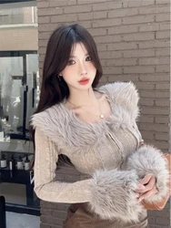 Japanese Fluffy Sweet Y2k Aesthetic Coats All Match Casual Harajuku Slim Sweaters Fashion Chic Women Streetwear Grunge Cardigans