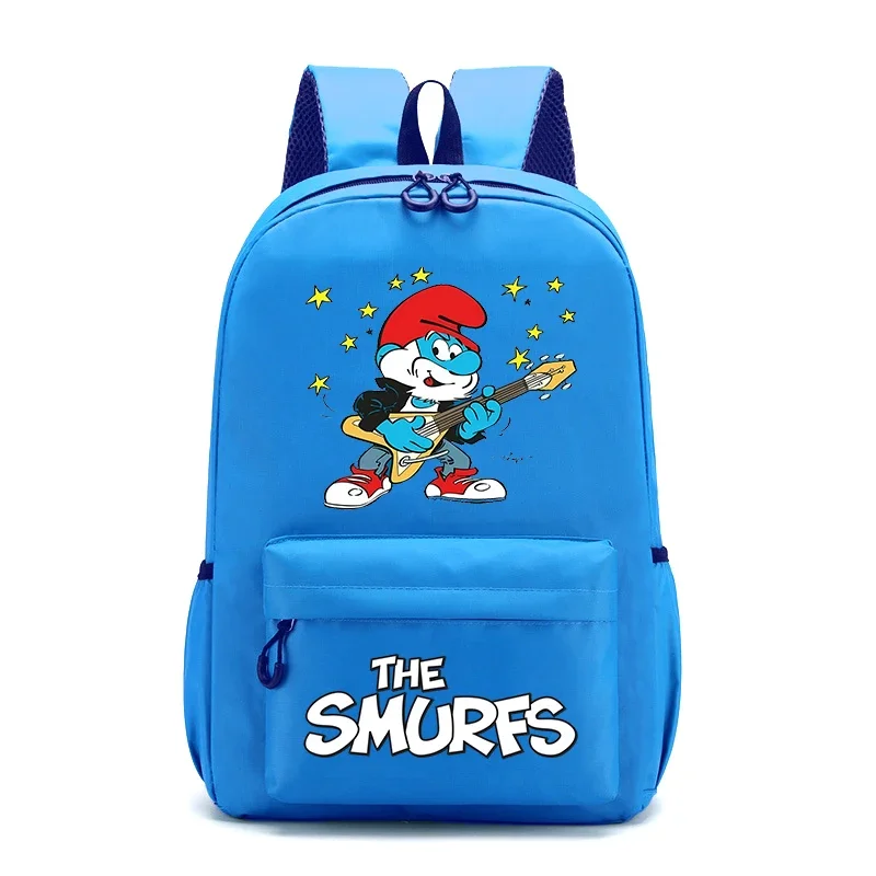 Anime Smurfs Kid Boy Child Student School Bag Movie Cartoon Backpack Women Teenager Laptop Office Rucksack Storage Knapsack Gift