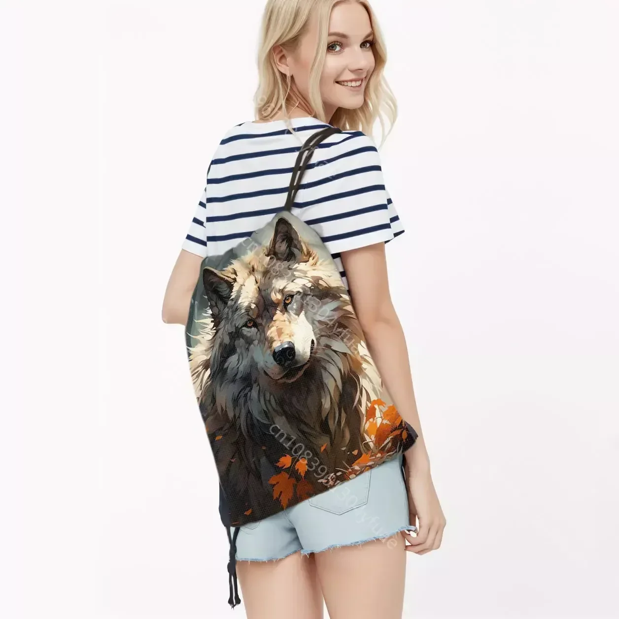 

Симпатичная сумка на шнурке с принтом собаки породы Аляскинский маламут, рюкзак с изображением самоеда, сумка для хранения щенков сибирского хаски, сумка для книг, сумка для путешествий, сумка для обуви