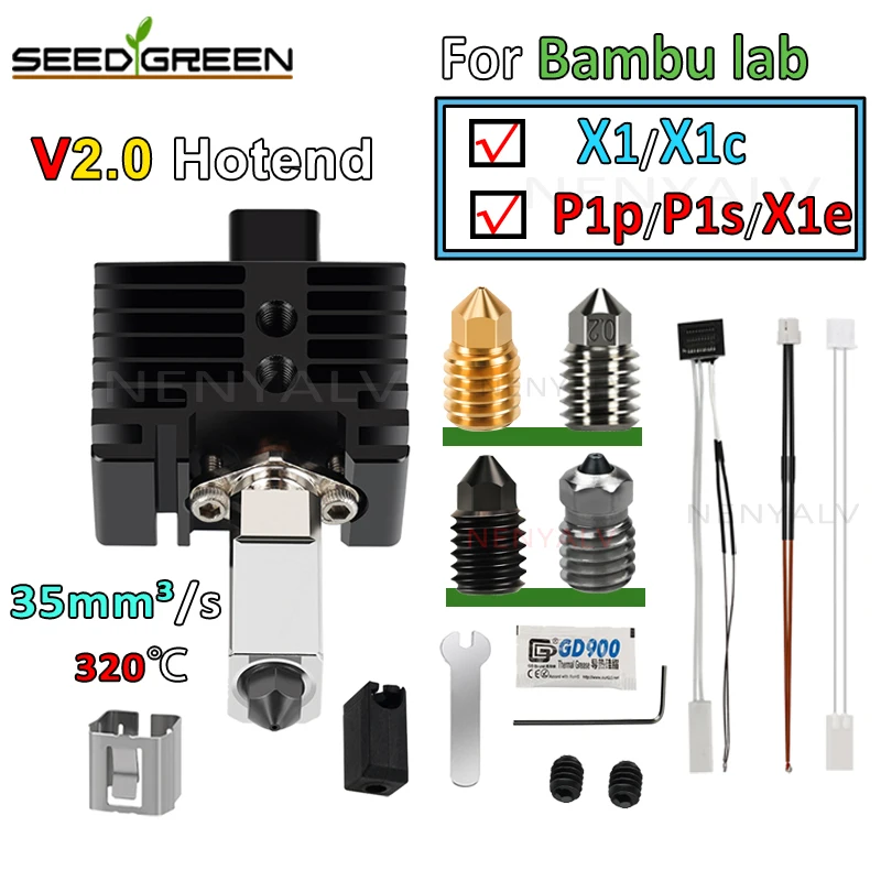

Hotend For Bambu Lab p1p X1C P1S X1 V2.0 Upgrade Hot end Print Head 3D printing parts for bambulab