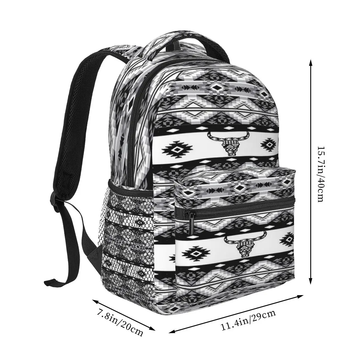 Bull Skull Tribal Aztec Bone Ethnic Backpack Student Boys Girls BookBag Children School Bag Laptop Shoulder Bags for Men Women