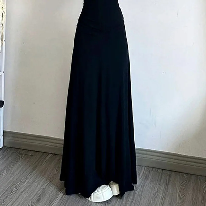 فستان أسود طويل الأكمام المرأة ربيع 2025 جديد التخسيس مزاجه ماكسي فساتين امرأة الكورية موضة شارع العليا فستان طويل