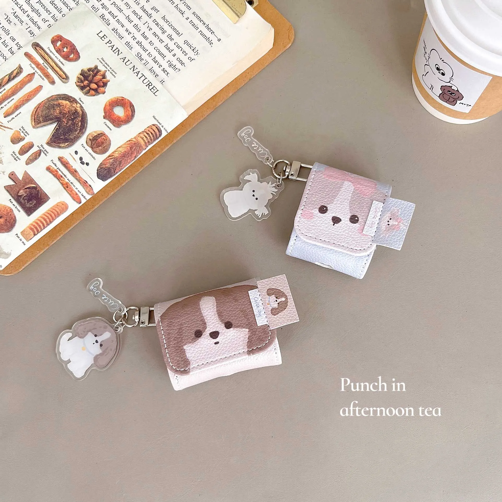 애플 에어팟 프로용 사랑스러운 강아지 가죽 무선 이어폰 케이스, 에어팟 1 2 프로 3 펜던트용 보호대 펀다