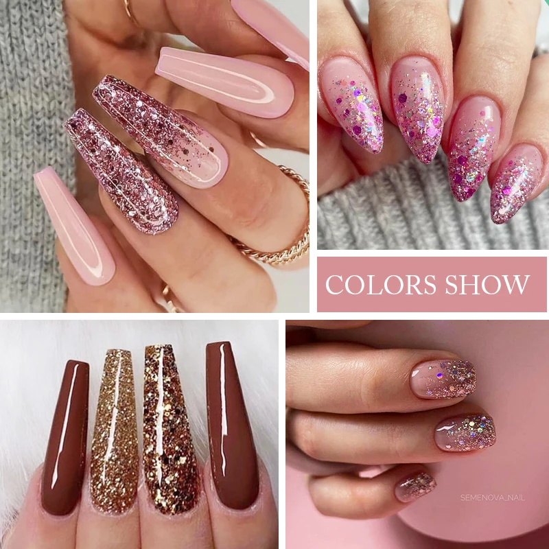 UR SUGAR 7.5ml Pink Series Glitter Gel Nail Polish Winter Semi Permanent Soak Off UV Gel Varnish Sparkle Nail Art Manicure