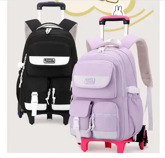 BUNNYFLY School Bags Rolling Backpack for Girls  School Wheeled Backpack Primary School Trolley Bags for Girls  Middle Schoolbag