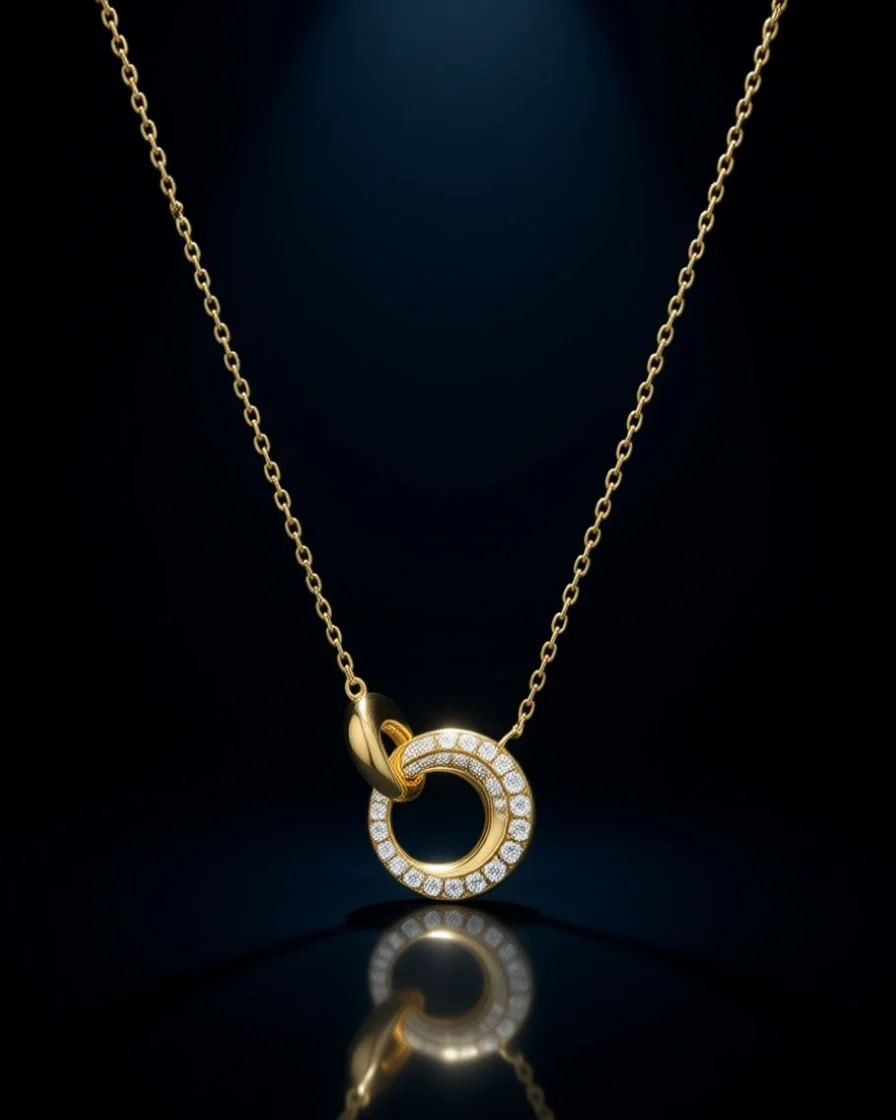 

Изящное колье с подвеской в виде цепочки из звеньев, покрытое 14-каратным золотом, для женщин