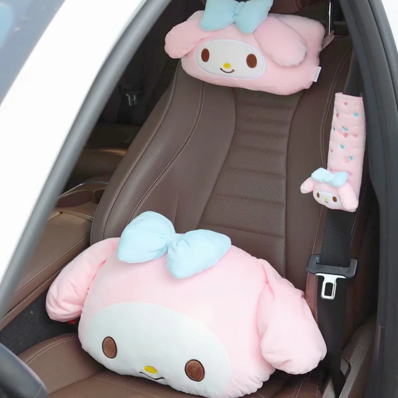 Sanrio süße Kuromi Auto Kopfstütze Sicherheitsgurt Abdeckung Kawaii japanischen Stil Rückenkissen Plüsch My Melody Auto Dekoration Geschenke