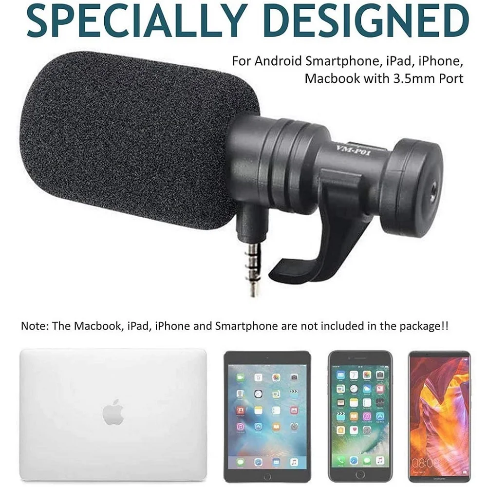 Mcoplus-Microphone directionnel compact pour smartphone, avec connecteur TRRS de 3.5mm, prometteur Tik Tok Video Static