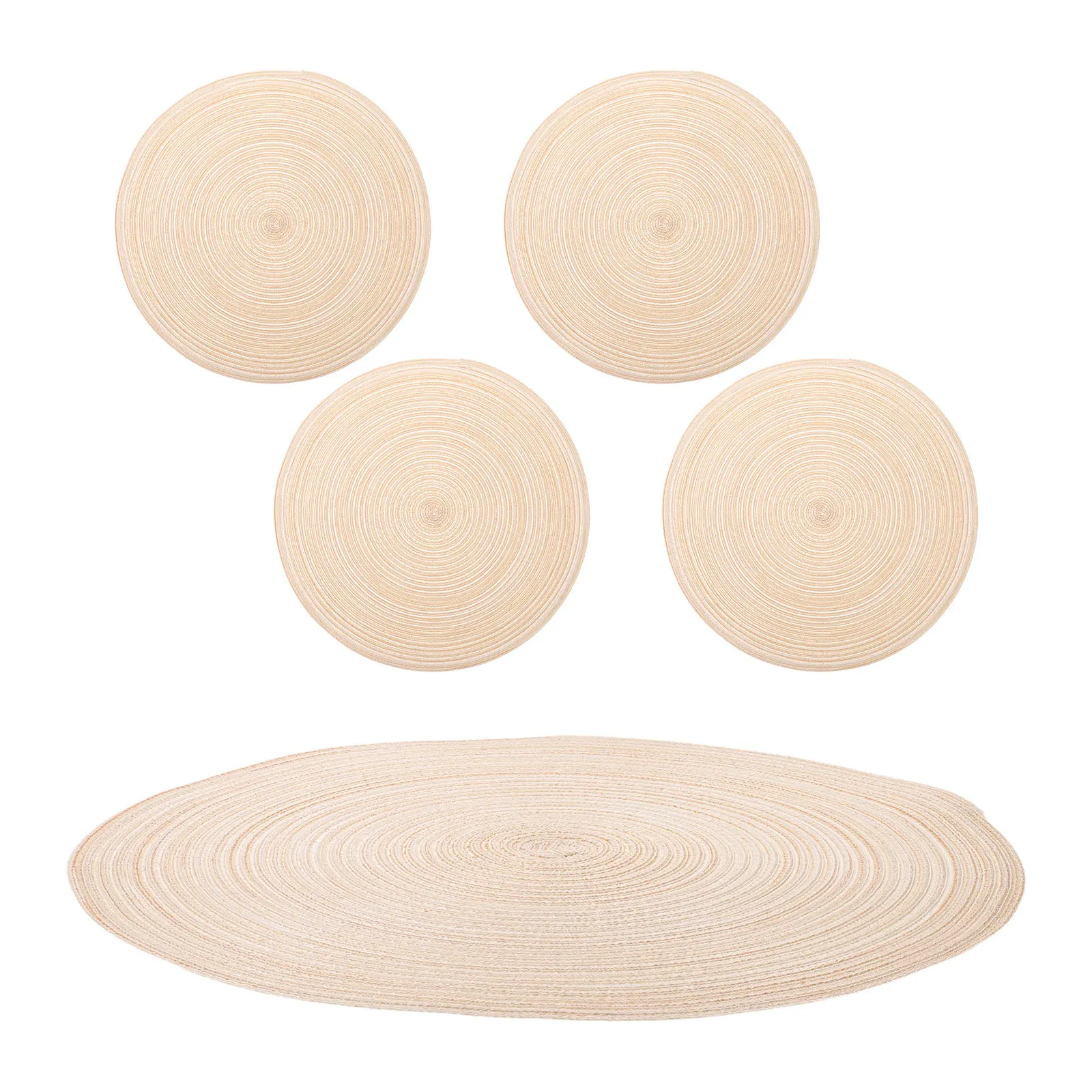 5PCS 15 Inch Round Woven Placemat Blue Braided Table Mat Water Absorbent Dining Table Decor Boho Hot Plate Pad Christmas
