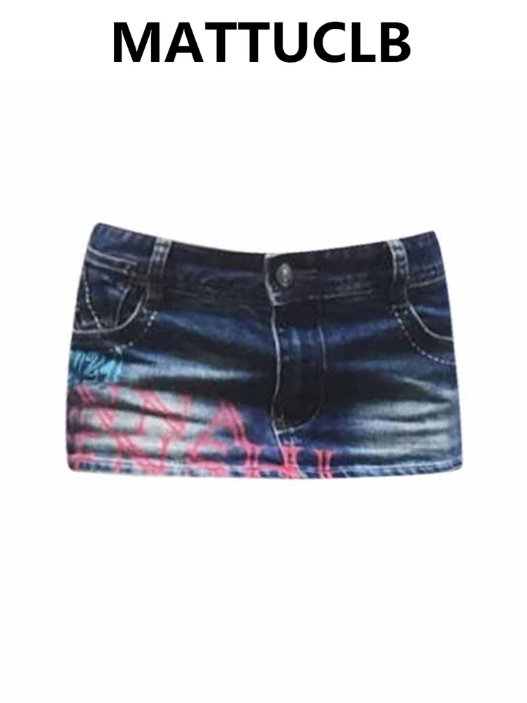 Summer Women 2000s Aesthetic Mini Denim Skirt Y2k Harajuku Japanese Low Rise E-girl Cyber Punk Grunge E-girl Japanese Micro New