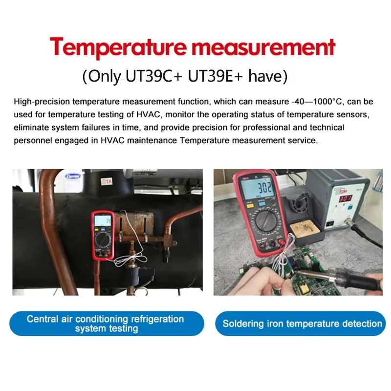UNI-T UT39A+ UT39C+ UT39E Plus Multimeter Digital Ammeter Voltmeter AC/DC Current Professional Electrician Tester Multi Meter
