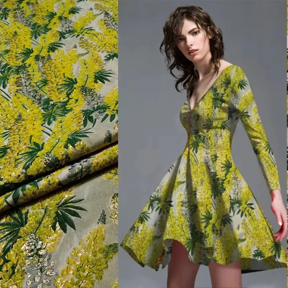 

Fashion Yarn-dyed Skirt Fabric Fabric Jacquard Satin Women Dress Suit Brocade Clothes Cloth for Sewing Material By The Meter