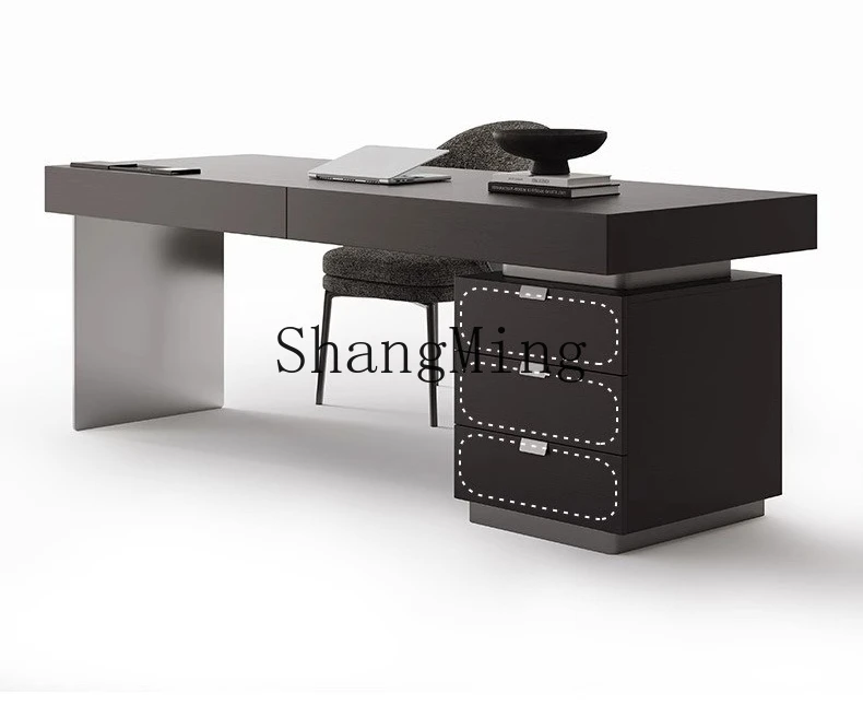 

ZYY бытовой итальянский минималистичный учебный стол, современный светлый роскошный стол для гостиной из дымчатого дерева, стол для босса из цельного дерева