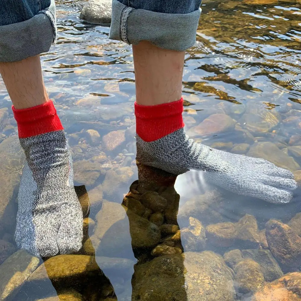 Calcetines anticortes con punta abierta, resistencia al corte de 5 niveles, protección descalza, antideslizantes, para acampar al aire libre, playa,