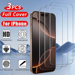 3PCS Clear Tempered Glass For iPhone 17 17e 16e 16 15 14 13 Pro Max Screen Protector iPhone 11 12 Mini Scratch Proof Front Film iPhone 16e Movil Protector Pantalla iPhone16 Pro Mobile Phone Glass