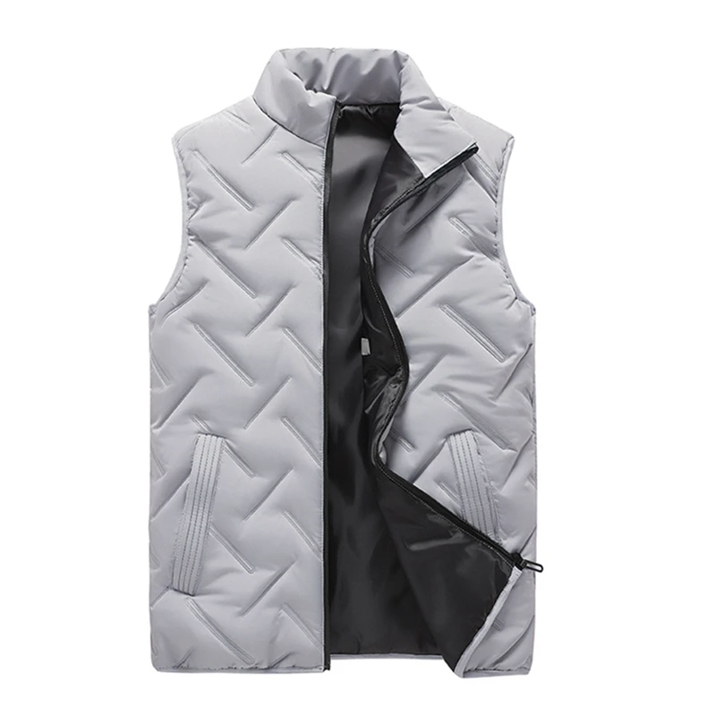 Men Vest Winter Autumn Jackets Thick Vests Man Zipper Sleeveless Coats Male Warm Cotton Padded Waitcoat Clothing For Daily Wear