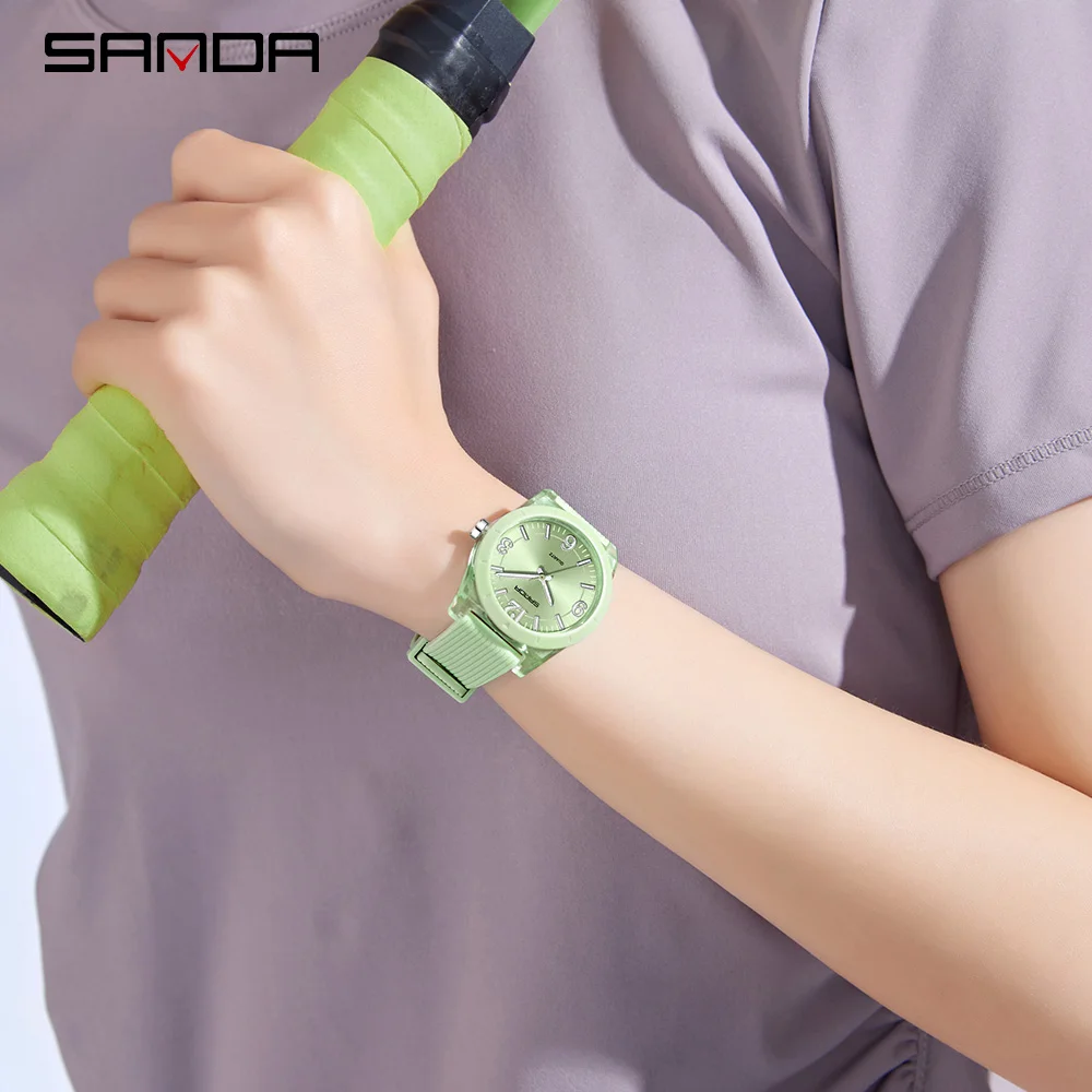 2025 Fashion SANDA 6277 Student Quartz Watch Silicone Strap Multi functional Sports Waterproof Student Quartz Watch
