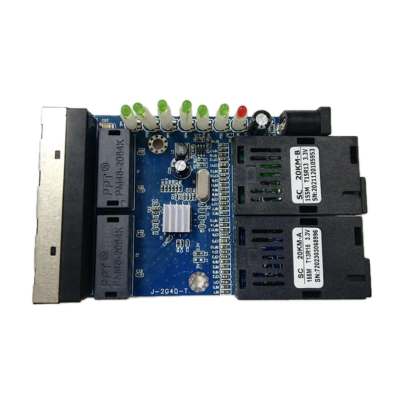 SC 섬유 미디어 컨버터 PCBA 보드, 2 SC 섬유 4 rj45, 20Km 섬유 스위치, PCBA 보드, 10 Mbps, 100Mbps, 2 PCs, 10PCs