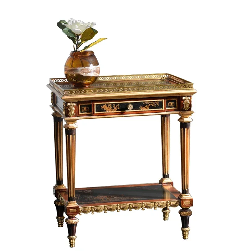 

Luxury Square Wooden Brass Design Serving Table for Food Flower and Decoration in Dining Hall Hotel Lobby Use