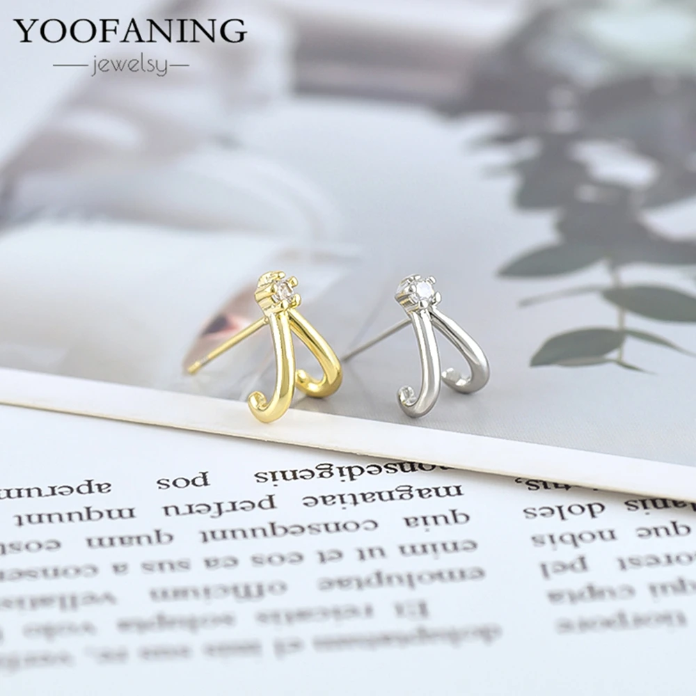 

Design A 925 Sterling Silver Needle Fashionable Gold Silver Earrings White Zircon Irregular Earring for Women Jewelry Party Gift