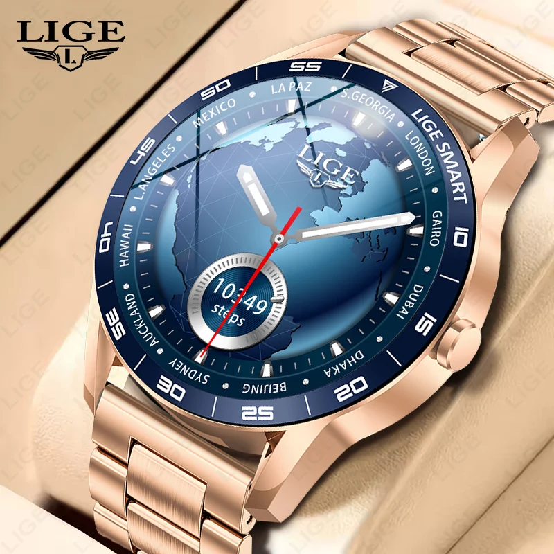 

LIGE 2026 New Smartwatch Heart Rate Health Monitor Bluetooth Talk Men Sport Smart Watch Steel Band Watches relógios masculino